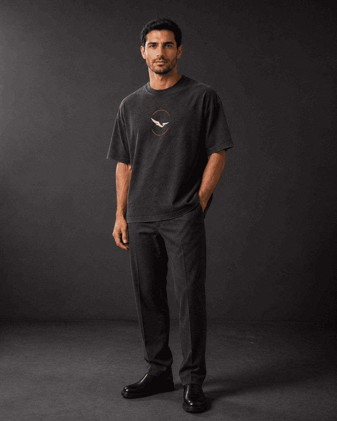 SEGAL - Faded Orbit Tee, model studio rendering