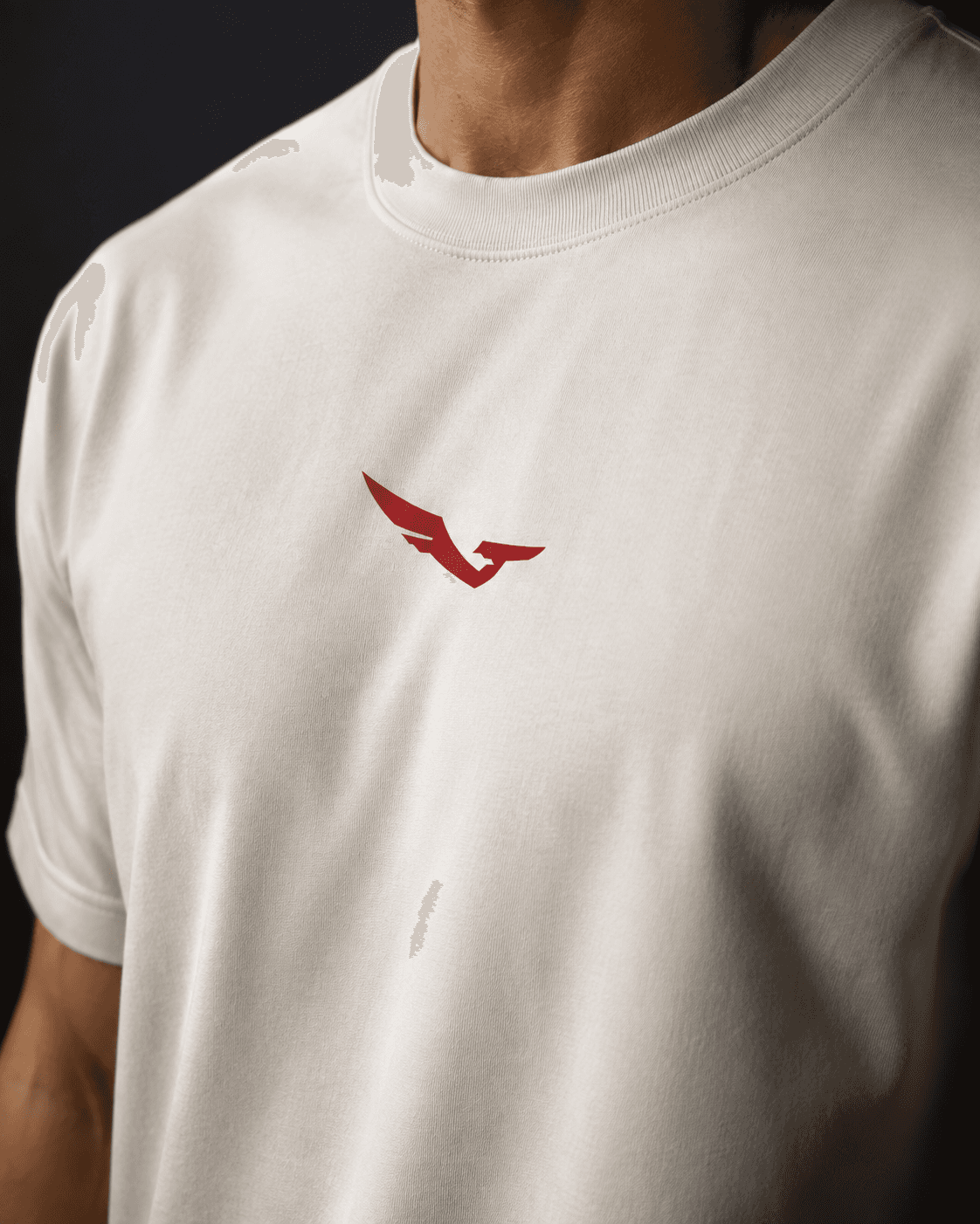SEGAL - Ivory Signal Tee, close-up studio rendering