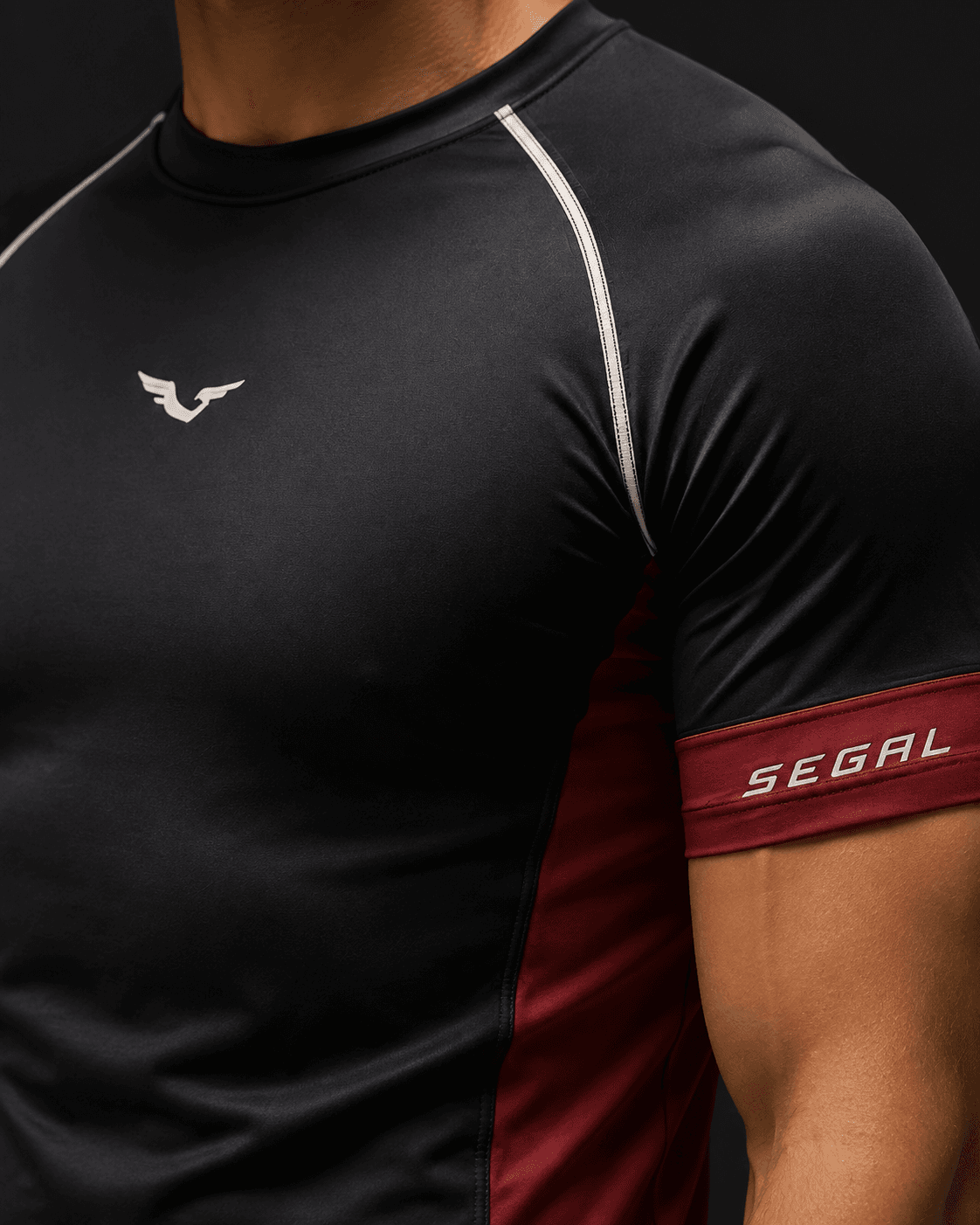SEGAL - Current Rash Guard, close-up studio rendering