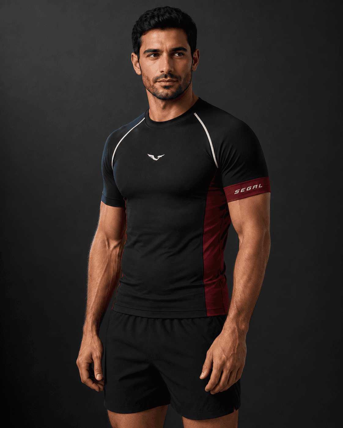 SEGAL - Current Rash Guard, model studio rendering