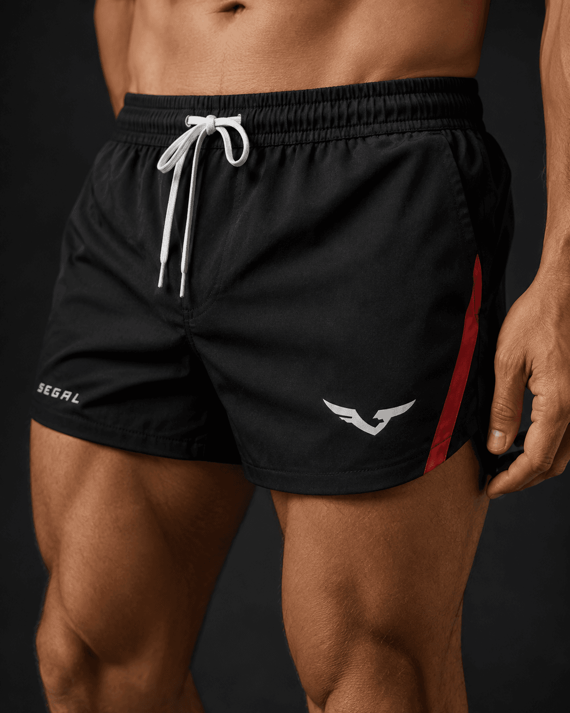 SEGAL - Sprint Shorts, close-up studio rendering