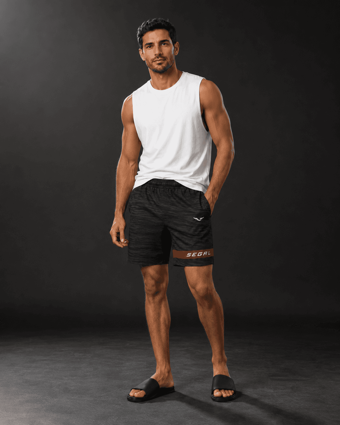 SEGAL - Tidal Swim Trunks, model studio rendering