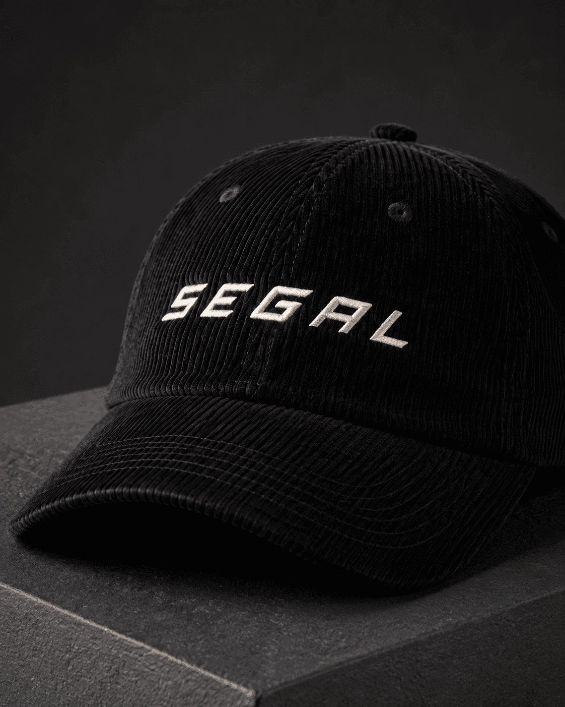 SEGAL - Corduroy Signature Cap, close-up studio rendering
