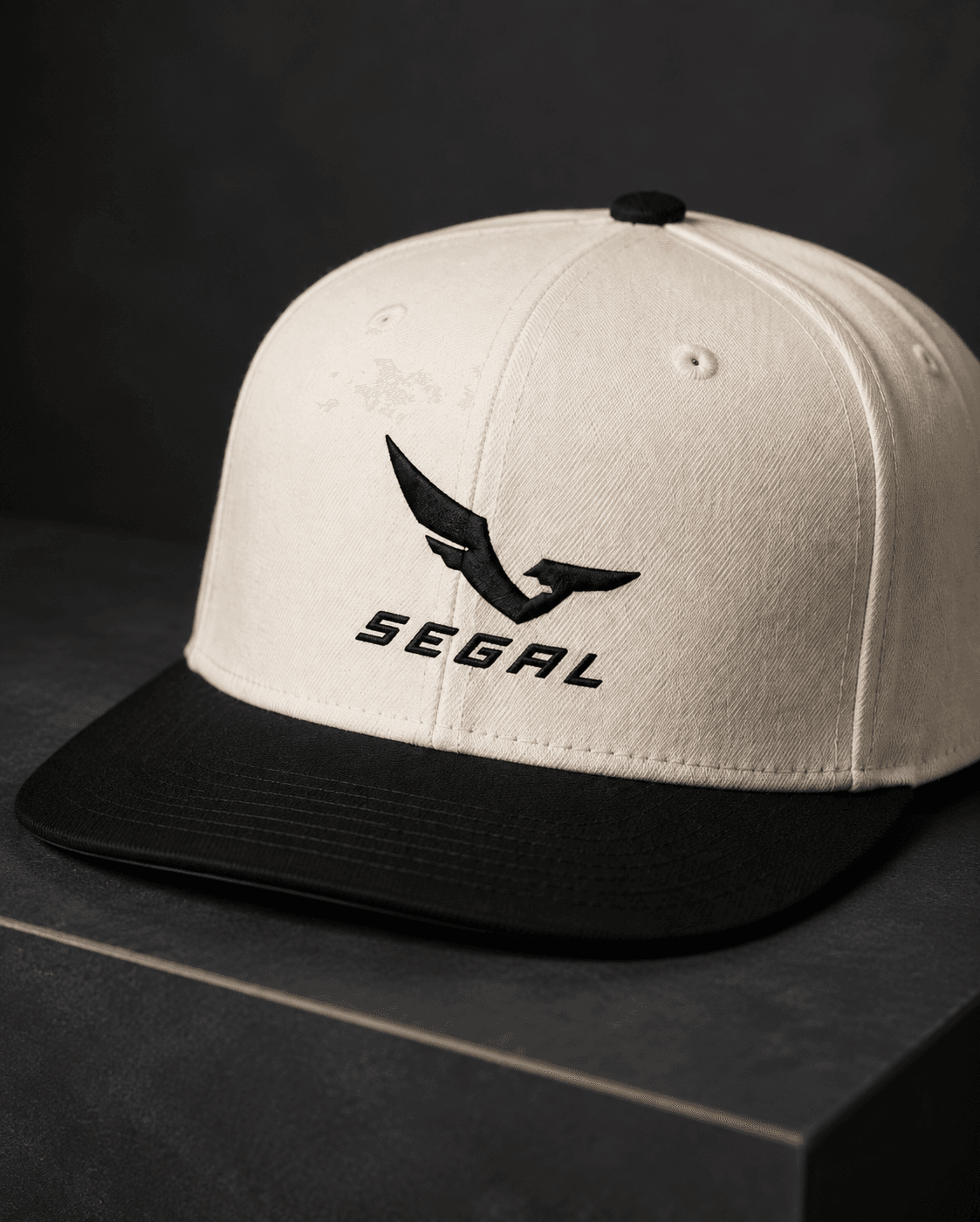 SEGAL - Two-Tone Snapback, close-up studio rendering