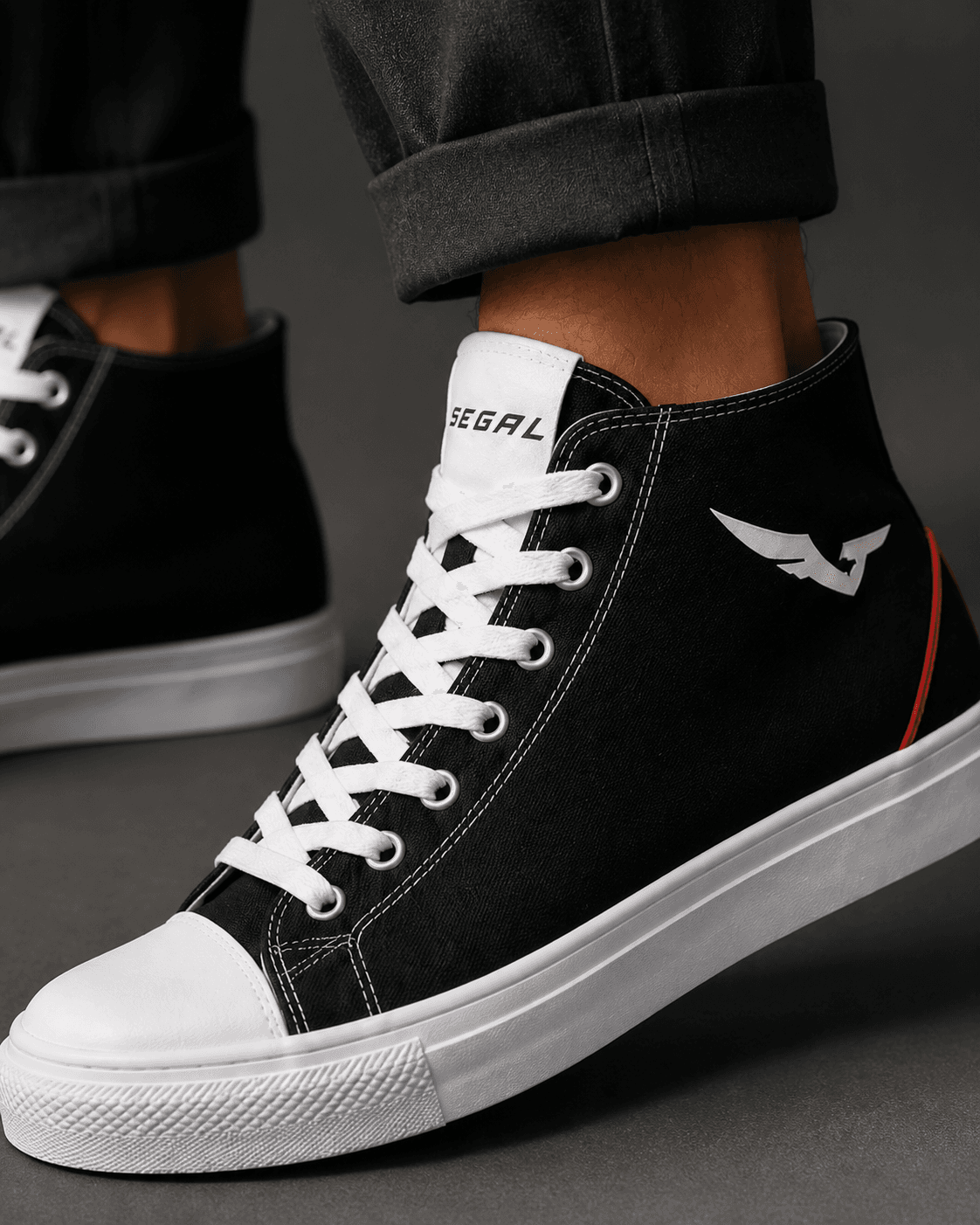 SEGAL - Flight High Tops, close-up studio rendering